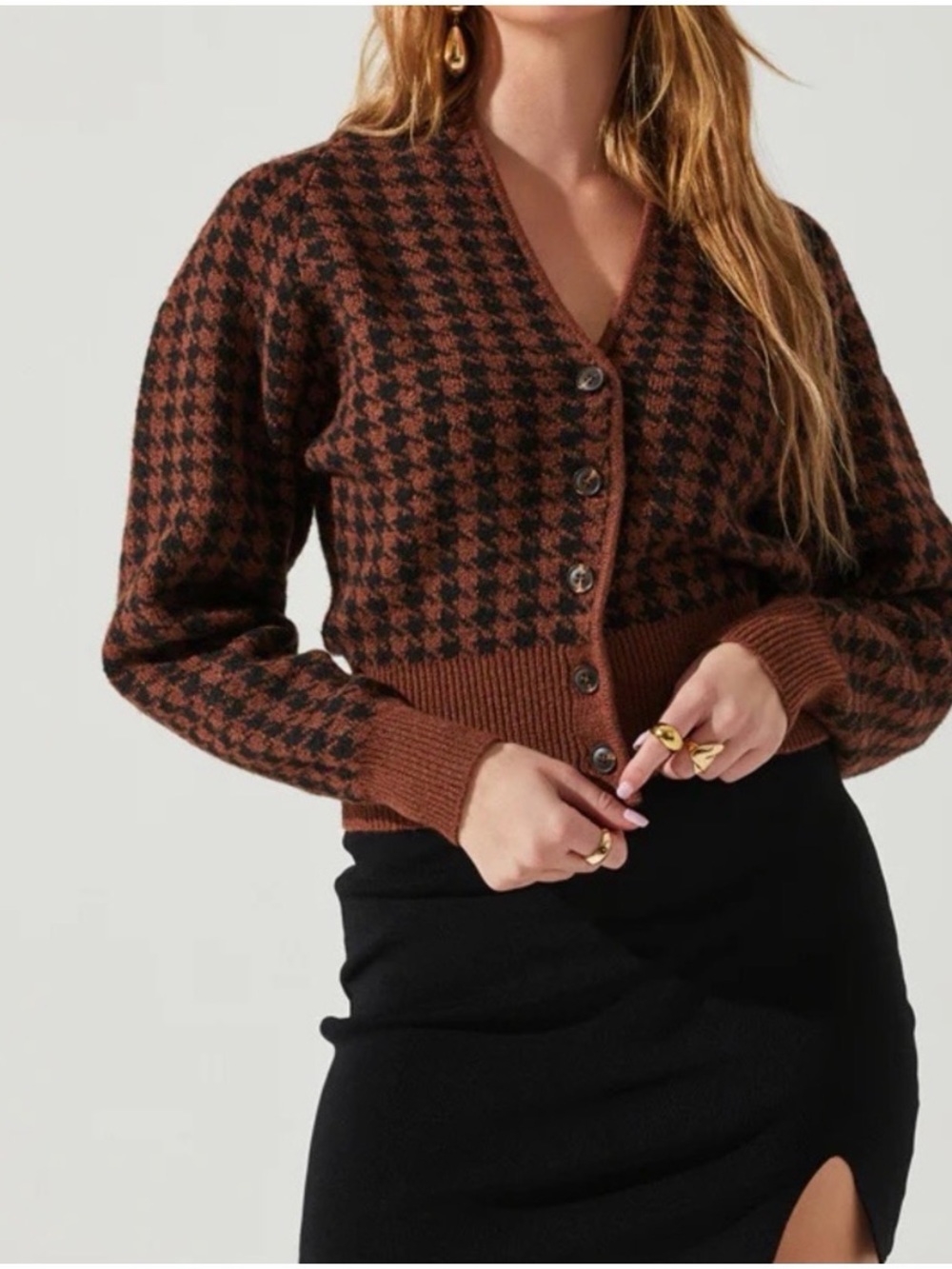 ASTR the label ruby cardigan sweater brown black size S